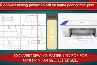 convert sewing pattern to pdf for mini print or home print