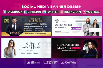 design facebook banner, linkedin cover or social media header