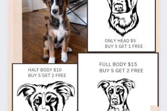 make your pet or any animal into amazing line art vector
