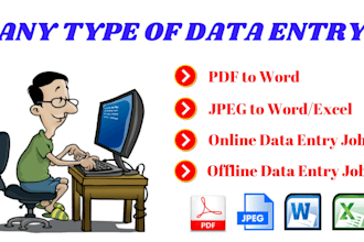 do word or excel data entry, copy paste and create pdf file