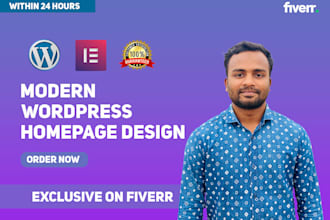 do creative homepage design,landing page design in wordpress