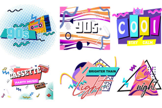 do a custom logo in 90s pop art style with 80s retro touch