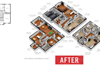 convert hand drawings, jpg, PDF to 3d floorplan in an expert way