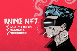 design anime character nft collection with 100, 1k, 10k nfts