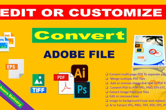 update and customize any PDF, ai, eps, PSD tiff, jpg, png file
