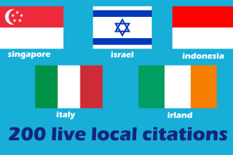 do 200 live local citations indonesia, ireland, israel, italy singapore loca seo