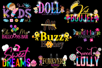 feminine kids lip gloss,hair,nails,boutique,eyelashes,fashion,spa logo design
