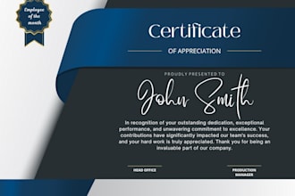 design appreciation and completion certificates for trainings and short courses