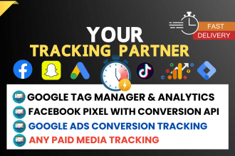 setup google tag manager, analytics ga4 events and facebook pixel conversion api