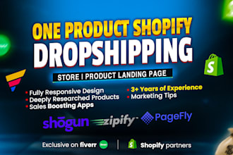 build shopify dropshipping store,shopify website or one product store