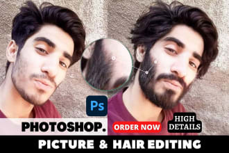 do photoshop hair, wedding or family pictures editing, fix beard, hairstyle edit