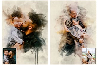 Hot Review!  draw amazing watercolor portrait