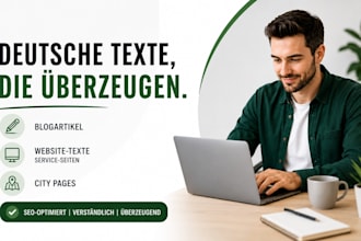 write german SEO blog posts, service and city pages content