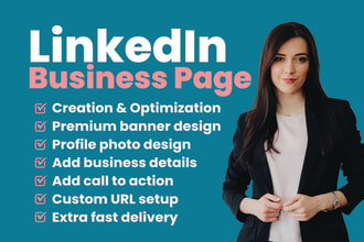 do linkedin business page creation , company page setup , premium banner design