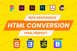 convert psd to html, figma to html responsive website design