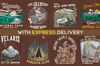 draw an outdoor vintage illustration for your tshirt brand