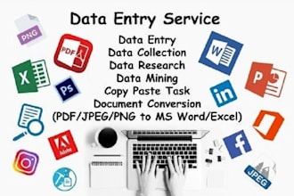 excel data entry, copypaste, and any type of data entry