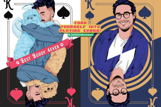 draw your portrait into playing cards style