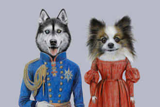 draw your pet in older fashion style