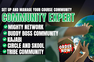 setup mighty networks, kajabi,skool, tribe,circle,  buddyboss community platform