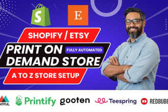 setup print on demand shopify, etsy, store with printful, printify redbubble pod