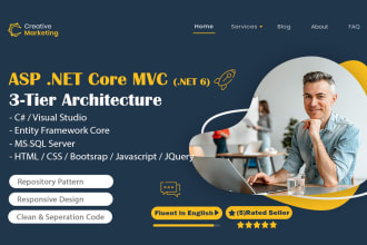 create a professional web application using dot net core mvc, mssql just for 30