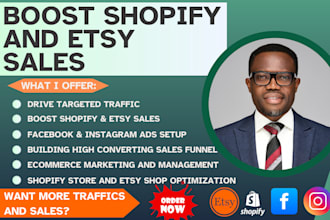 do etsy shop, shopify store promotion marketing to boost shopify and etsy sales