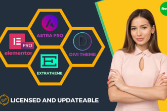 install divi astra pro, elementor pro, premium wordpress website theme
