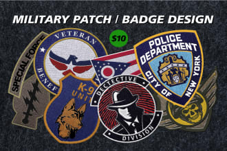 creat a stunning military tactical logo badge patch design