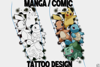 create anime and comic tattoo design