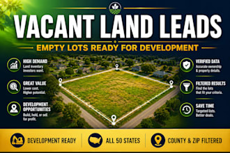 provide vacant land leads by county and zip code USA