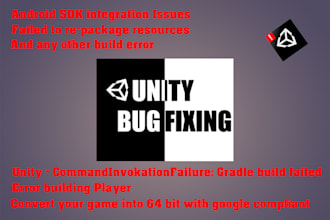 fix any bugs or errors related to unity game or unity build