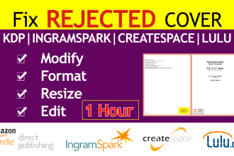 fix, modify ,resize book cover also convert kindle cover to KDP paperback cover