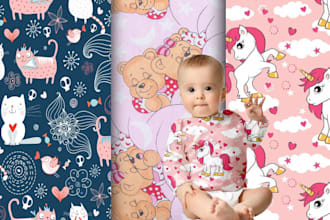 create seamless pattern design, textile prints for kids