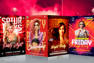 design event, party, club, dj, concert flyer and posters
