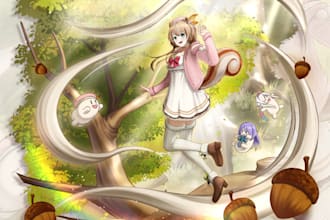 draw you a stunning and beautiful gacha splash art