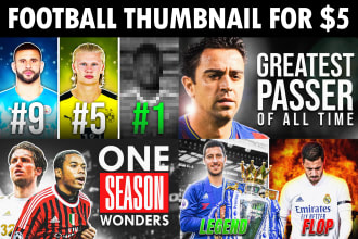 design youtube thumbnail for football or soccer channel