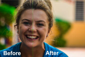 edit photo for smooth skin and removal of blemishes and scars