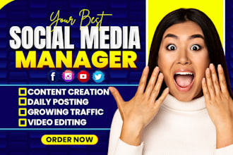 be your social media marketing manager and content creator for fb ig, youtube