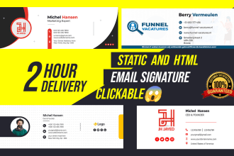 design clickable or static email signature in 2 hours