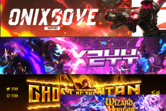 design profesional gaming banner for discord, youtube, twitter, twitch, facebook