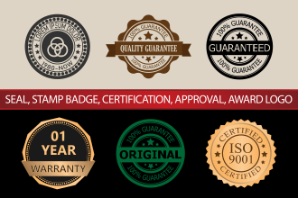 design professional seal, stamp, certification badge logo