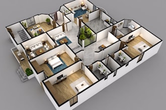 do stunning 3d floor plans top and isometric views in 24hrs