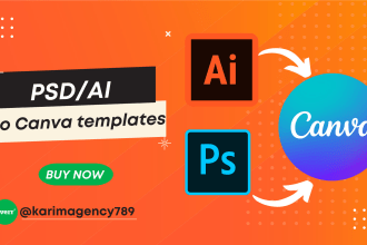 convert your psd,ai,indesign files into editable canva templates