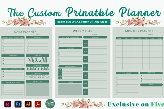 design custom printable planner, journal and calendar