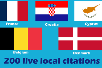 200 live local citations france, belgium, croatia, cyprus, denmark seo backlinks
