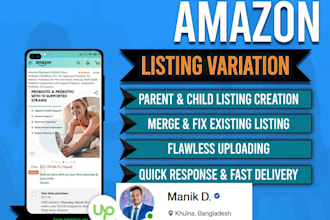 create, fix or merge amazon variation listing and variations for product listing