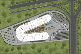 create 2d and 3d architectural site plans, map illustrations