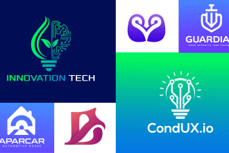 design modern tech startup, security, technology and app logo design
