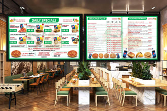 design static tv screen food menu or digital menu tv,restaurant food menu design